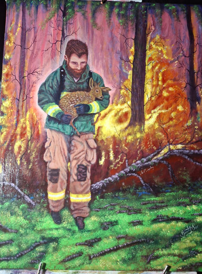 Héroe" forestal L.A C.A. Acrylic Textile Portrait