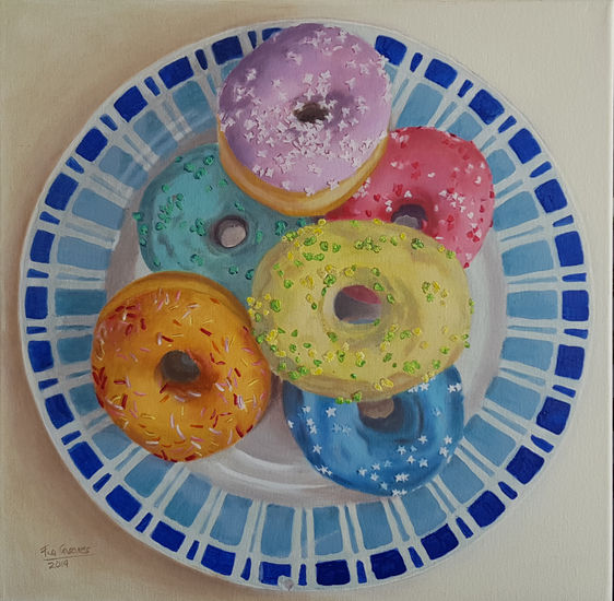 Donuts 2 Oil Canvas Still Life Paintings