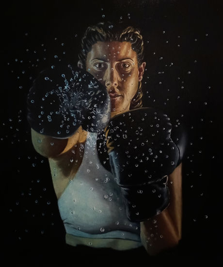 La luchadora Oil Canvas Portrait