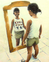 Eva in front of the...