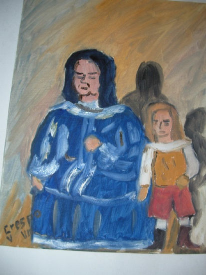 Meninas-Enana y niño Oil Canvas Figure Painting