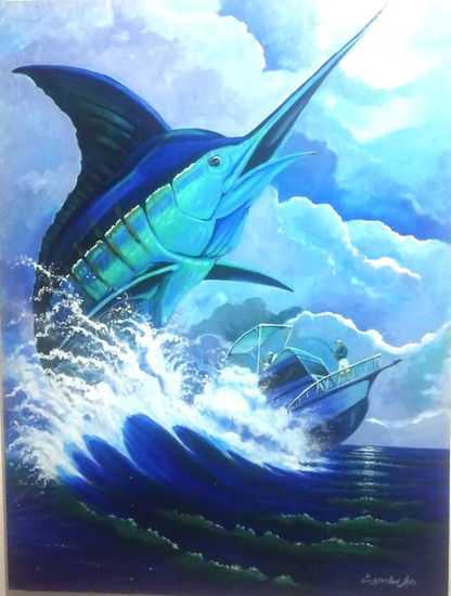 Marlins Playa Grande Acrílico Lienzo Marina