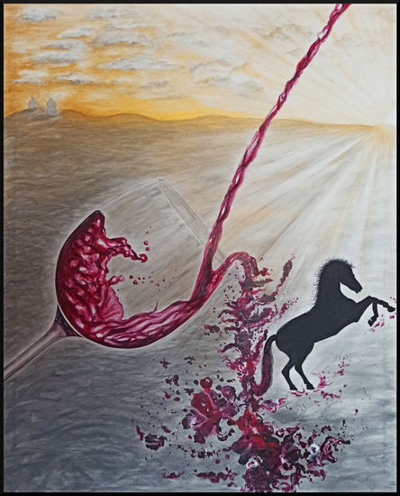 Vino al atardecer Acrílico Lienzo Otros