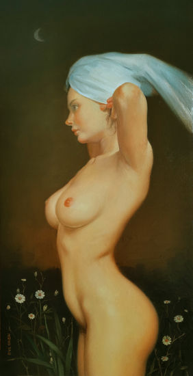 Looking forward to the bright moon Oil Panel Nude Paintings