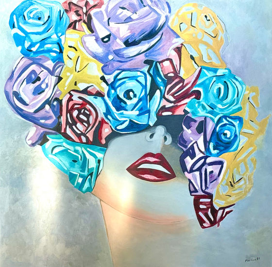 Mujer en flor Oil Canvas Portrait