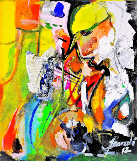 El despertar del color. Mixed media Canvas Figure Painting