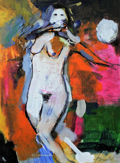 La mujer sonriente. Media Mixta Lienzo Figura