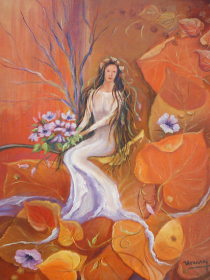 mujer del otoño Oil Canvas Figure Painting