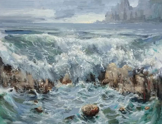 Rompiente I Acrylic Panel Marine Painting