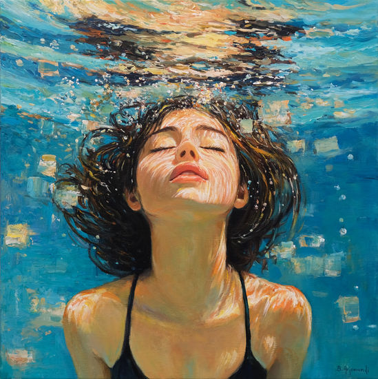 Underwater Reverie Oil Canvas Figure Painting