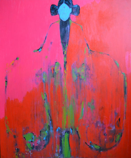 Post-Alienación: Figura en Rojo Media Mixta Lienzo Figura