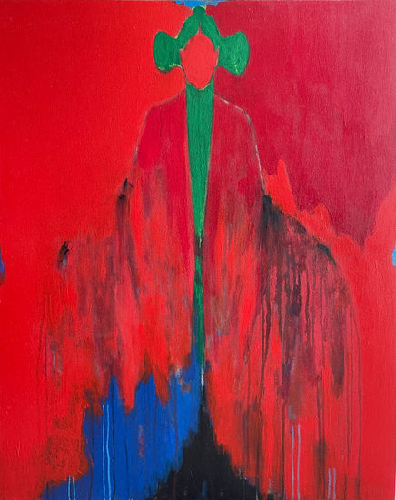 Post-Alienación en Rojo Mixed media Canvas Figure Painting