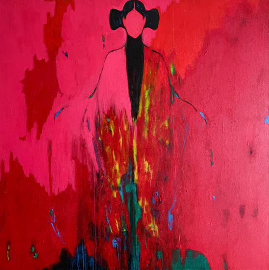 Post-Alienación en Magenta Media Mixta Lienzo Desnudos