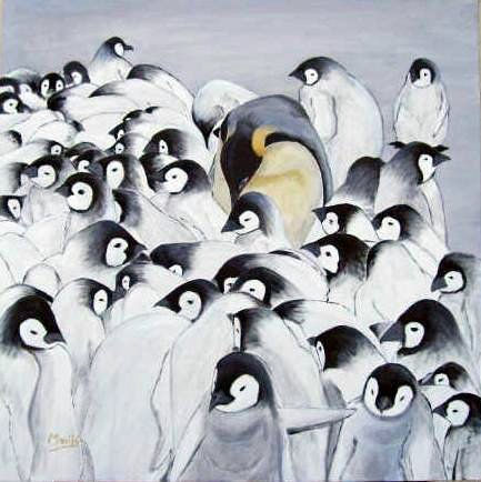 Pingüinos Oil Canvas Animals