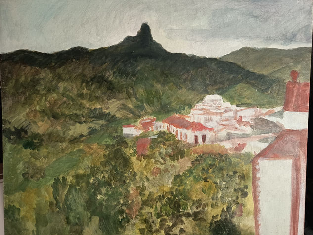 Paisaje rural al óleo. Óleo Tabla Paisaje