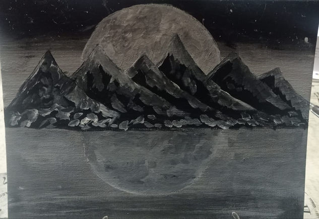 mar de dudas lunares Acrylic Canvas Landscaping