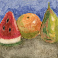 Sandía, naranja y pera