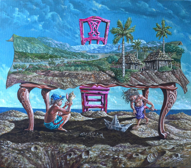 DEBAJO DE LA MESA Acrílico Lienzo Paisaje