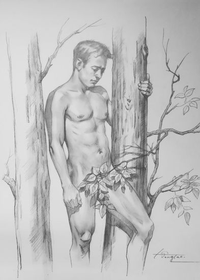 Outdoor young man Pencil