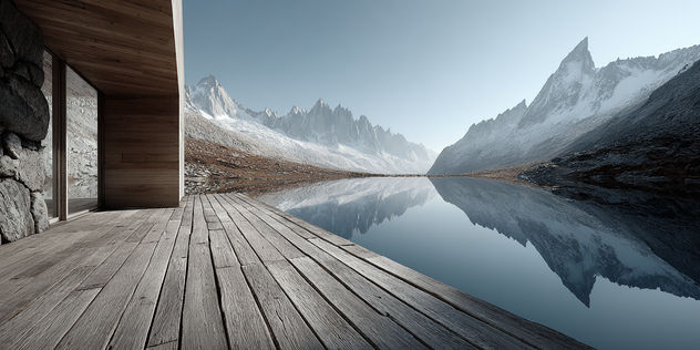 Arquitectura contemporanea en paisaje alpino