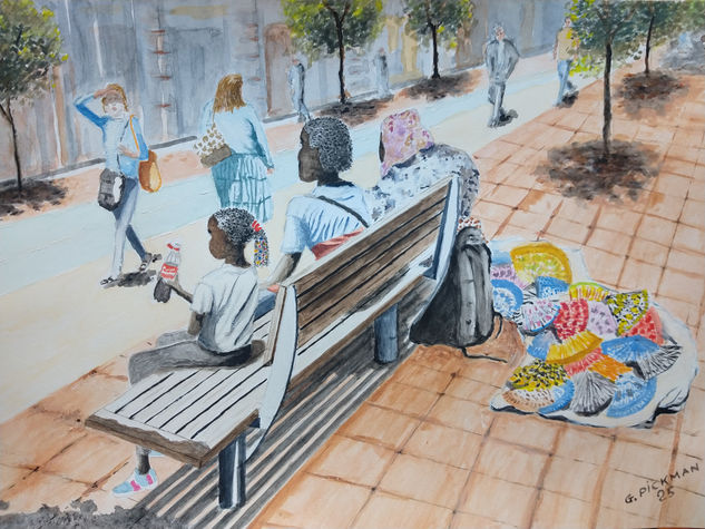 LAS VENDEDORAS DE ABANICOS Watercolour Paper Landscaping