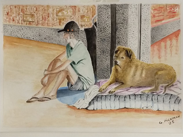 LAS MIRADAS PERDIDAS(THE LOST GAZES) Watercolour Paper Figure Painting