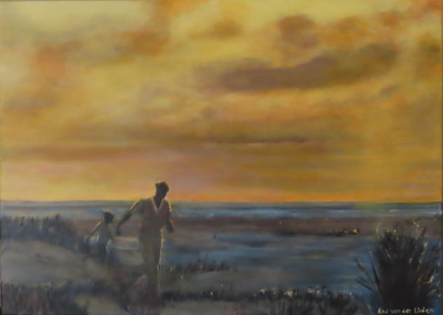 A run in the evening light Oil Canvas Landscaping