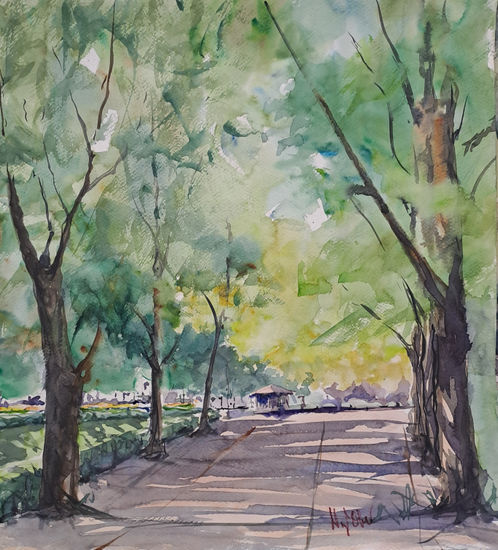 Parque de La Taconera Watercolour Paper Landscaping