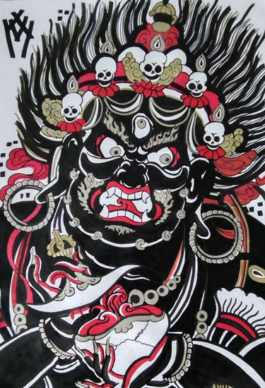 MAHAKALA Mixed media Card Figure Painting