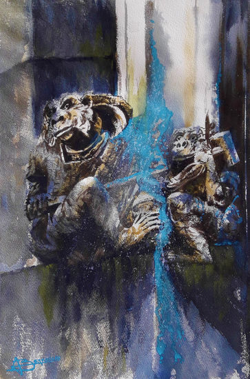 The Rogues Watercolour Paper Figure Painting