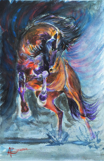 The Lady is a Whirlwind Acuarela Papel Animales