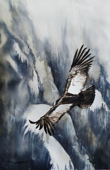 Solitary Sovereign Acuarela Papel Animales