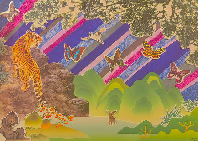 El tigre con las mariposas 