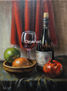 naturemort with wine and pomegranate
