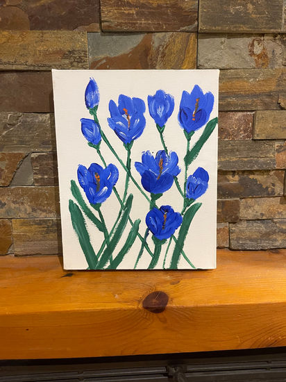 Azul Acrylic Canvas Floral Painting