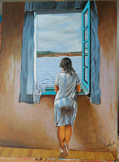 Mujer en la ventana Acrylic Canvas Figure Painting