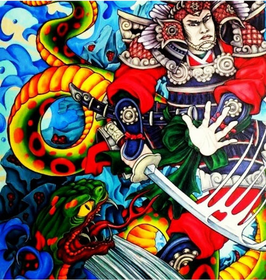 "Samurai y su conflicto existencial" Oil Canvas Figure Painting