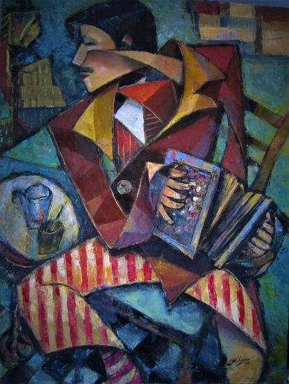 EL BANDONEÓN Y EL MATE Óleo Lienzo Figura