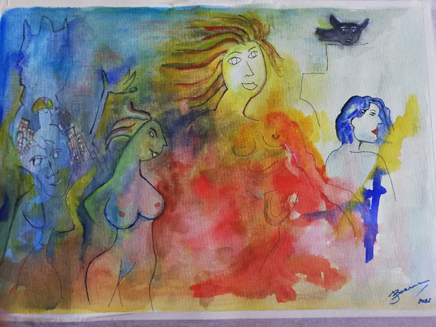 De donde somos Mixed media Paper Figure Painting