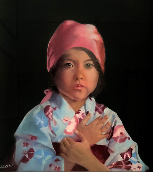 La mirada de Vietnam Pastel Canvas Portrait