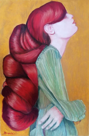 La trenza roja Pastel Canvas Figure Painting