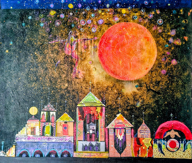 Flying Objects Media Mixta Lienzo Paisaje