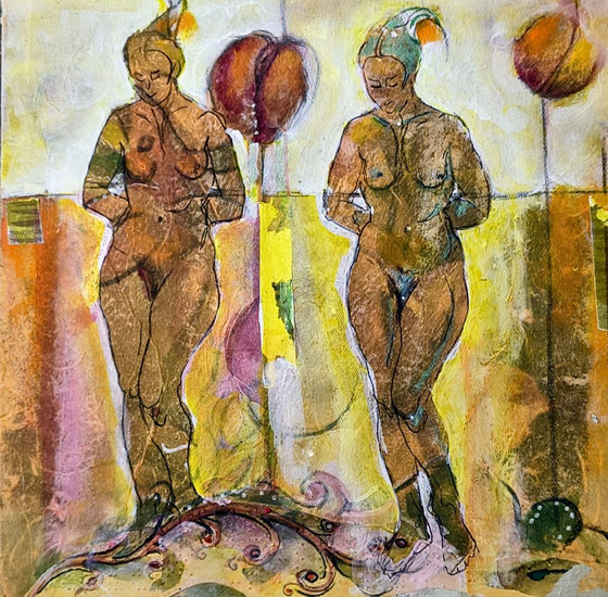 Mi sombra Mixed media Canvas Figure Painting