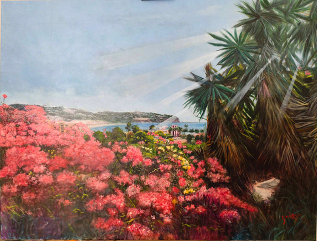 flores y punta de la mona Oil Canvas Landscaping