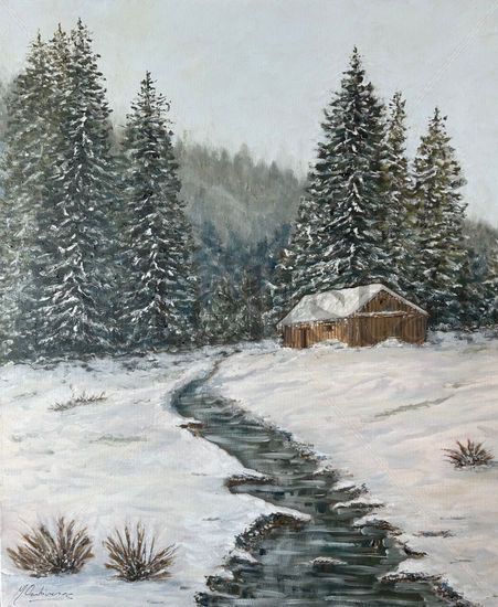 El Refugio Óleo Lienzo Paisaje