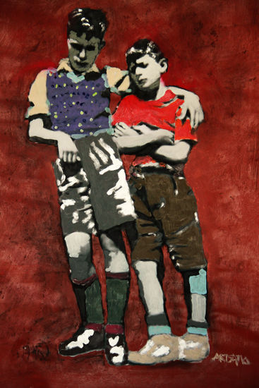 Brothers Mixed media Paper Portrait