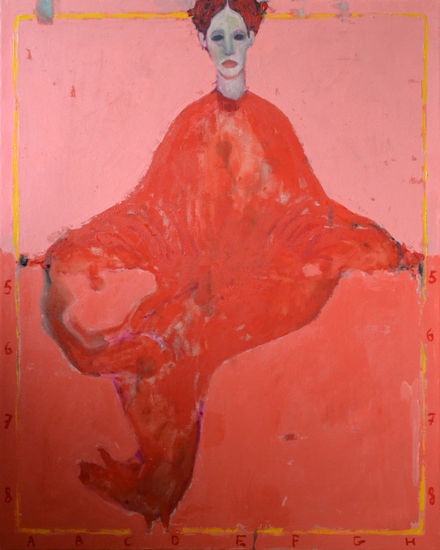 Gambit – Red Figurative Expressionist Mixed media Canvas Figure Painting