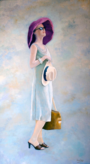 Mujer con sonbrero Oil Panel Figure Painting