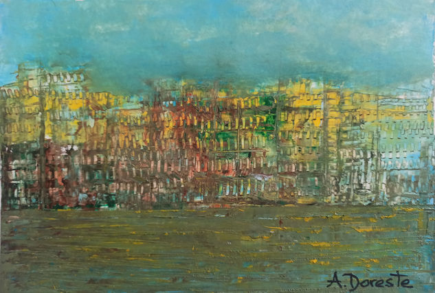 Reflejos de ciudad imaginaria Oil Paper Landscaping