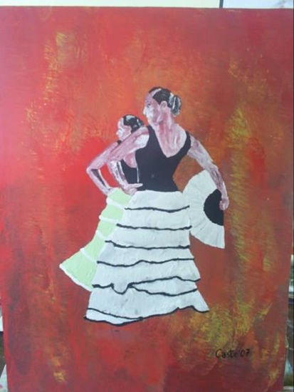 Dos bailaoras Acrylic Panel Figure Painting